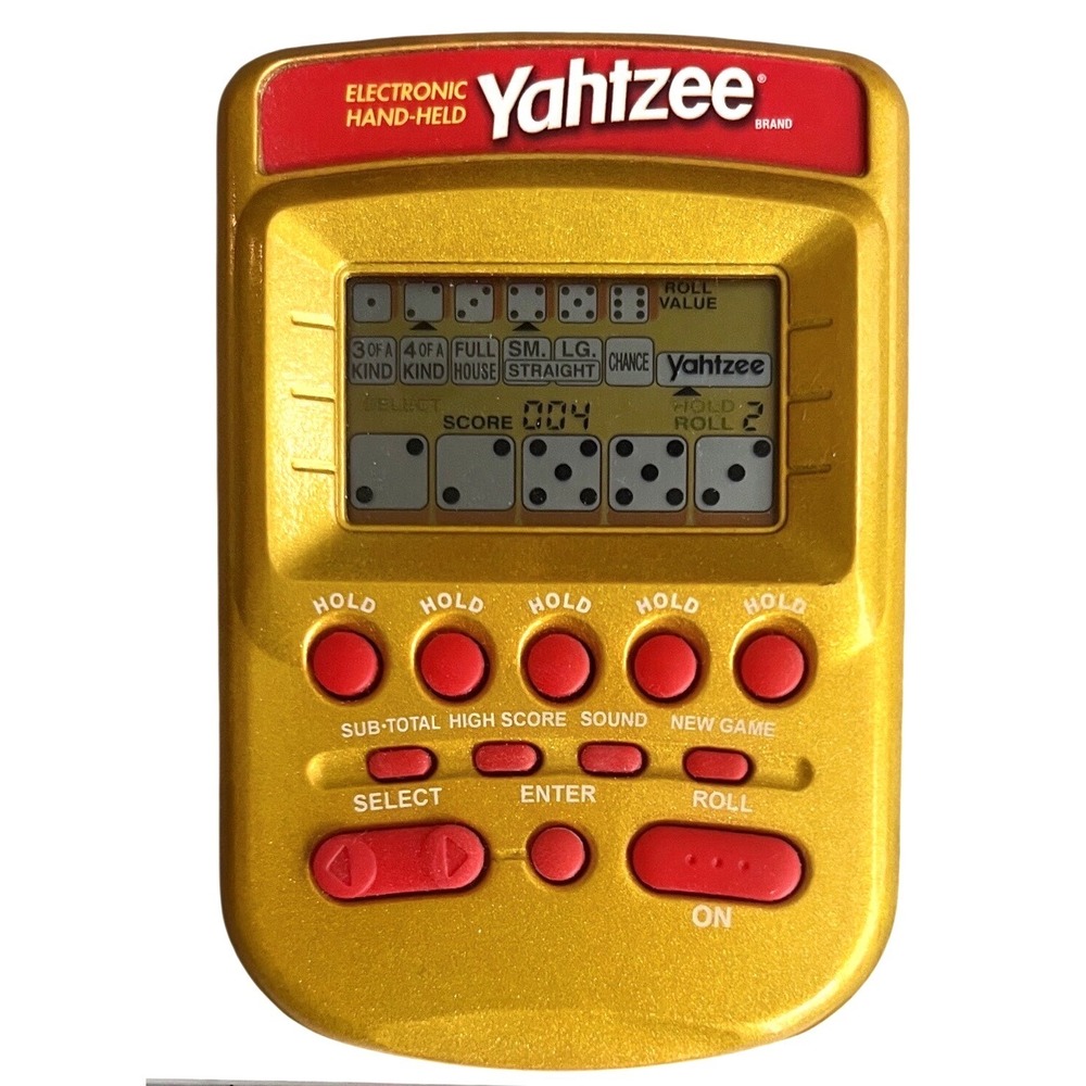 Hasbro Yahtzee Electronic Hand-Held Game Gold Red Vintage 2002 04511 Portable